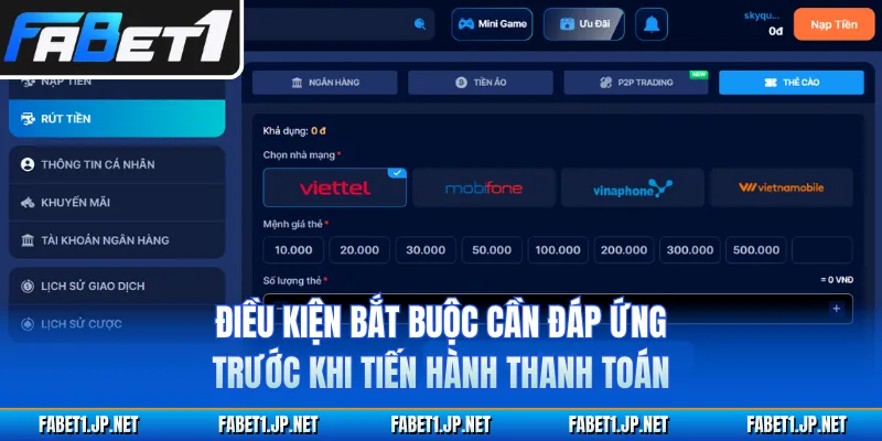 Điều kiện bắt buộc cần đáp ứng trước khi tiến hành thanh toán